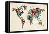 Butterflies Map of the World-Michael Tompsett-Framed Stretched Canvas