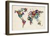 Butterflies Map of the World-Michael Tompsett-Framed Art Print