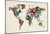 Butterflies Map of the World-Michael Tompsett-Mounted Art Print