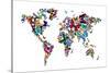 Butterflies Map of the World-Michael Tompsett-Stretched Canvas
