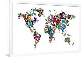 Butterflies Map of the World-Michael Tompsett-Framed Art Print