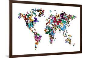 Butterflies Map of the World-Michael Tompsett-Framed Art Print