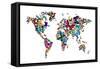 Butterflies Map of the World-Michael Tompsett-Framed Stretched Canvas