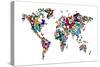 Butterflies Map of the World-Michael Tompsett-Stretched Canvas