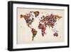 Butterflies Map of the World-Michael Tompsett-Framed Art Print