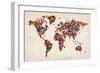 Butterflies Map of the World-Michael Tompsett-Framed Art Print