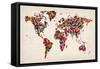 Butterflies Map of the World-Michael Tompsett-Framed Stretched Canvas