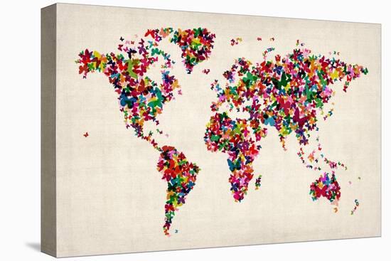 Butterflies Map of the World-Michael Tompsett-Stretched Canvas