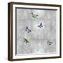 Butterflies on Silver I-Tina Blakely-Framed Art Print