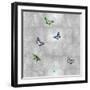 Butterflies on Silver I-Tina Blakely-Framed Art Print