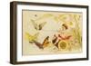 Butterflies Pulling Cherub on Thread Spool Chariot-null-Framed Premium Giclee Print