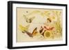 Butterflies Pulling Cherub on Thread Spool Chariot-null-Framed Premium Giclee Print