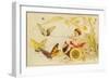 Butterflies Pulling Cherub on Thread Spool Chariot-null-Framed Premium Giclee Print