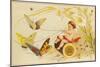 Butterflies Pulling Cherub on Thread Spool Chariot-null-Mounted Premium Giclee Print