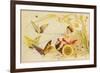 Butterflies Pulling Cherub on Thread Spool Chariot-null-Framed Giclee Print