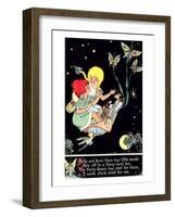 Butterflies Pulling Girls Through Space-null-Framed Art Print