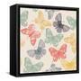 Butterflies Seamless Pattern in Doodle Style. Butterfly Vector Illustration for Vintage Design.-Tatsiana Tsyhanova-Framed Stretched Canvas