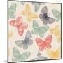 Butterflies Seamless Pattern in Doodle Style. Butterfly Vector Illustration for Vintage Design.-Tatsiana Tsyhanova-Mounted Art Print