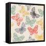 Butterflies Seamless Pattern in Doodle Style. Butterfly Vector Illustration for Vintage Design.-Tatsiana Tsyhanova-Framed Stretched Canvas