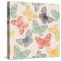 Butterflies Seamless Pattern in Doodle Style. Butterfly Vector Illustration for Vintage Design.-Tatsiana Tsyhanova-Stretched Canvas
