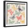 Butterflies Seamless Pattern in Doodle Style. Butterfly Vector Illustration for Vintage Design.-Tatsiana Tsyhanova-Framed Art Print