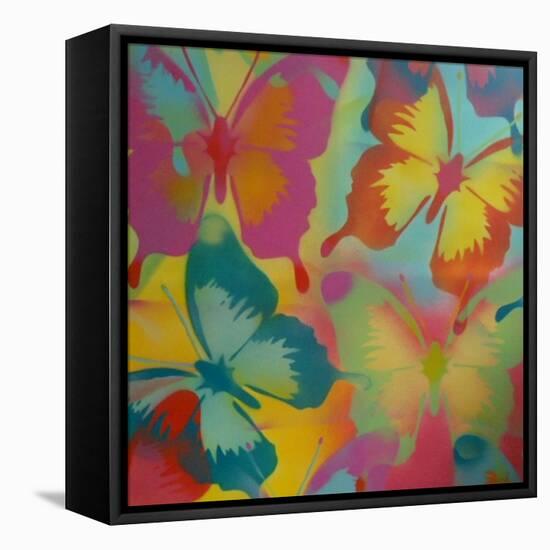 Butterflies-Abstract Graffiti-Framed Stretched Canvas