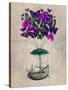 Butterfly Airship 2 Purple and Green-Fab Funky-Stretched Canvas