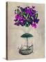 Butterfly Airship 2 Purple and Green-Fab Funky-Stretched Canvas