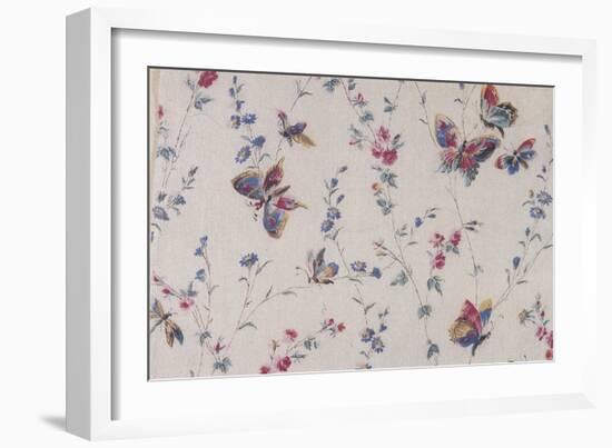 Butterfly and Floral Repeat Pattern on White Background-null-Framed Giclee Print