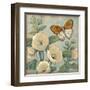 Butterfly and Hollyhocks I-Tim O'toole-Framed Art Print