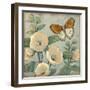 Butterfly and Hollyhocks I-Tim O'toole-Framed Art Print