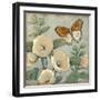 Butterfly and Hollyhocks I-Tim O'toole-Framed Art Print