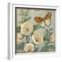 Butterfly and Hollyhocks I-Tim O'toole-Framed Art Print