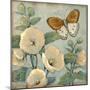 Butterfly and Hollyhocks I-Tim O'toole-Mounted Art Print