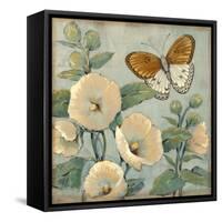 Butterfly and Hollyhocks I-Tim O'toole-Framed Stretched Canvas