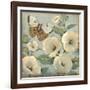 Butterfly and Hollyhocks II-Tim O'toole-Framed Art Print