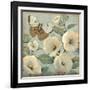 Butterfly and Hollyhocks II-Tim O'toole-Framed Art Print