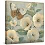 Butterfly and Hollyhocks II-Tim O'toole-Stretched Canvas