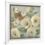 Butterfly and Hollyhocks II-Tim O'toole-Framed Art Print