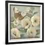 Butterfly and Hollyhocks II-Tim O'toole-Framed Art Print