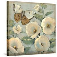 Butterfly and Hollyhocks II-Tim O'toole-Stretched Canvas