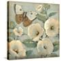 Butterfly and Hollyhocks II-Tim O'toole-Stretched Canvas