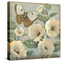 Butterfly and Hollyhocks II-Tim O'toole-Stretched Canvas