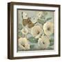 Butterfly and Hollyhocks II-Tim O'toole-Framed Art Print