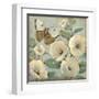 Butterfly and Hollyhocks II-Tim O'toole-Framed Art Print