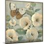 Butterfly and Hollyhocks II-Tim O'toole-Mounted Art Print