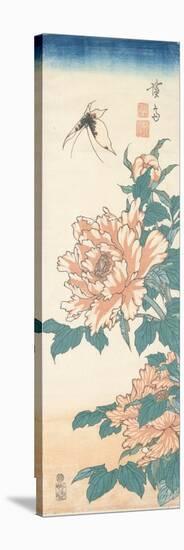 Butterfly and Tree Paeony-Keisai Eisen-Stretched Canvas