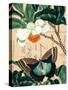 Butterfly Botanical Japanese Flower Collage-Piddix-Stretched Canvas