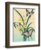 Butterfly Botanical Yellow Flowers Collage-Piddix-Framed Art Print