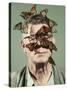 Butterfly Breeder Carl Anderson with Monarch Butterflies on His Face-John Dominis-Stretched Canvas